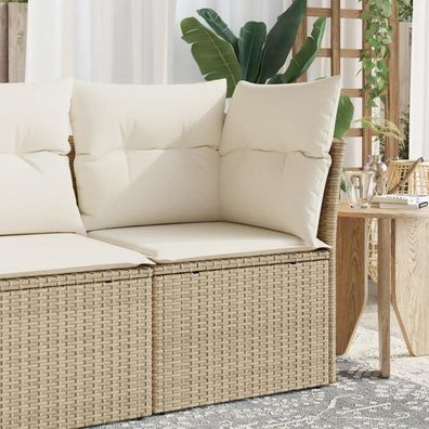 Garten Sofa vidaXL Beige Polyrattan
