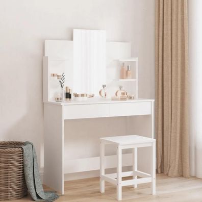 Coiffeuse vidaXL mit Spiegel Weiß 96x39x142 cm