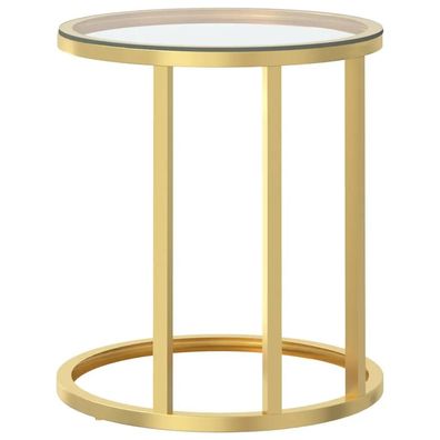 Beistelltisch vidaXL 45 cm Glas und Metall, goldfarben