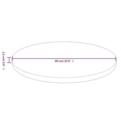 Tischplatte vidaXL Rund Eichenholz ß60x1,5 cm Braun