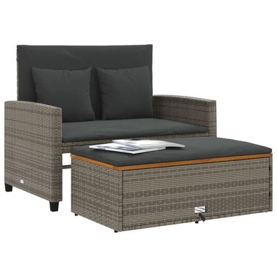 Garten Sofa vidaXL 2-Sitzer Graues Polyrattan