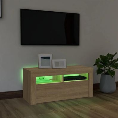 TV-Möbel vidaXL mit LED-Beleuchtung Sonoma Eiche 90x35x40 cm