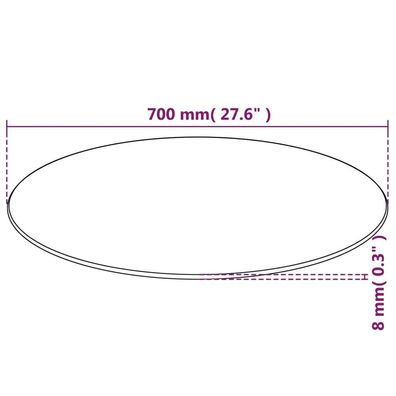 Glas Tischplatte vidaXL ß 70 cm Transparent