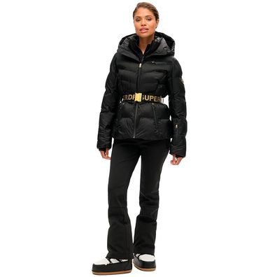 Blouson Superdry Luxe Damen Ski-Jacke Schwarz Slim Fit
