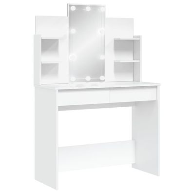 Coiffeuse vidaXL mit LED-Lichtern, Weiß, 96x40x142 cm