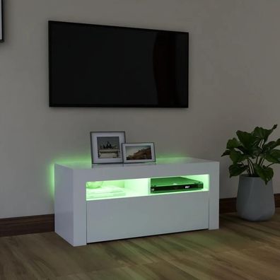 TV-Möbel vidaXL Weiß mit LED-Beleuchtung 90x35x40 cm