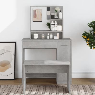 Coiffeuse vidaXL mit Spiegel und Beton-Grau