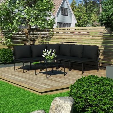 Gartenmöbelset vidaXL 6-teilig Schwarz PVC