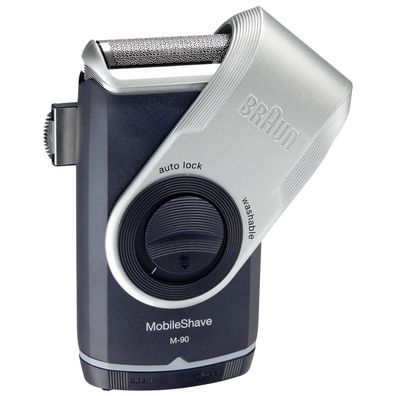 Elektrischer Rasierer Braun MobileShave M90 - Tragbar, Blau/Silber