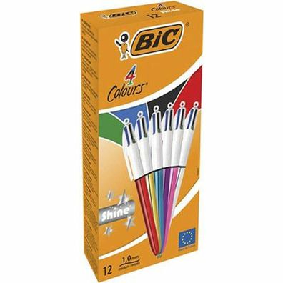 Kugelschreiber Bic 4 COLOUR SHINE Schwarz Set