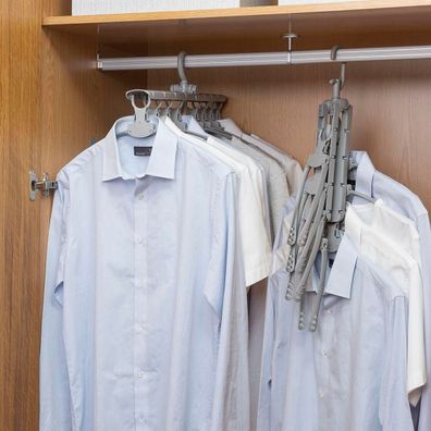 Mehrfach-Kleiderbégel InnovaGoods Spavver 8-in-1, faltbar, grau