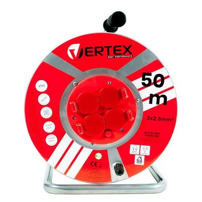 Verlängerungskabel Vertex PB50METAL 50 m, 4 Schuko-Steckdosen, IP44