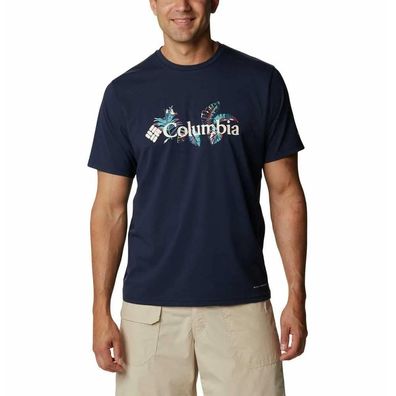 T-Shirt Columbia Sun Trek Sleeve Graphic Blau