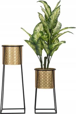 Pflanzenhalter Ferretti Elegant und Modern, Metall, Gold und Schwarz
