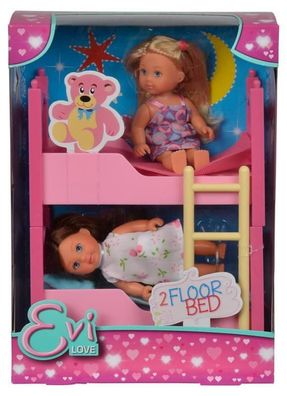 Etagenbett Evi Love mit Puppen und Zubehör, rosa