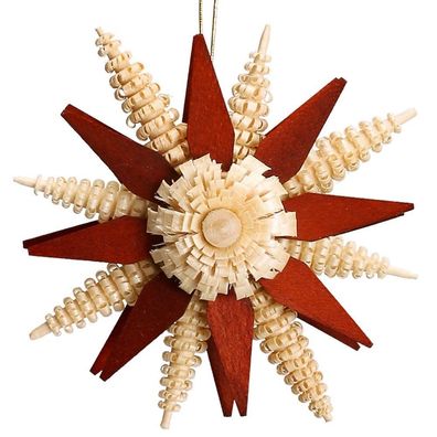 Christbaumschmuck mit Ringelbäumchen &amp; Kieferblätter Natur/Rot Ø 7cm NEU Behang