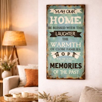 Metallschild Wandbild SCHILD ZUM HÄNGEN AUS METALL RETRO LOOK Home 60x30cm