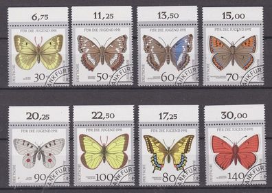 BRD 1991 ABO Viertel-Stempel MiNr. 1512-1519 Gefährdete Schmetterlinge