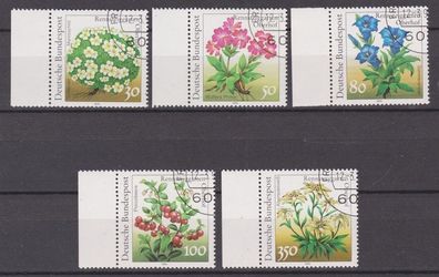 BRD 1991 ABO Viertel-Stempel Michel-Nr. 1505-1509 Pflanzen aus dem Rennsteiggarten