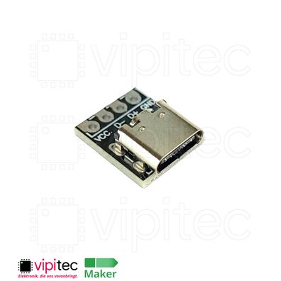 USB-C Breakout-Platine VCC D- D+ GND 5V Board zum Löten für Arduino Raspberry Pi
