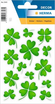 HERMA 3343 Aufkleber Kleeblatt Glück Grün klein groß, 42 Stück, Glücksklee Sticker, E