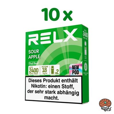 RELX POD REAL Sour Apple 18mg/ml Nikotin 10x 2 Pods