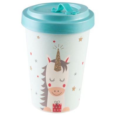 Coffee to Go Becher Dreaming Unicorn - Bambus - hellblau