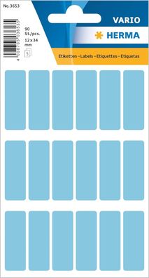 HERMA 3653 Vielzweck-Etiketten, 90 Stück, 12 x 34 mm, 18 pro Bogen, selbstklebend, Ha