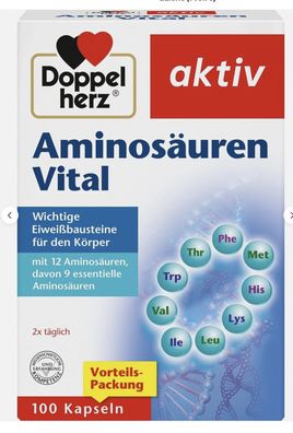 Doppelherz Aminosäuren Vital-12 Eiweiß-Bausteine, lle 9 Aminosäuren-100 Kapseln