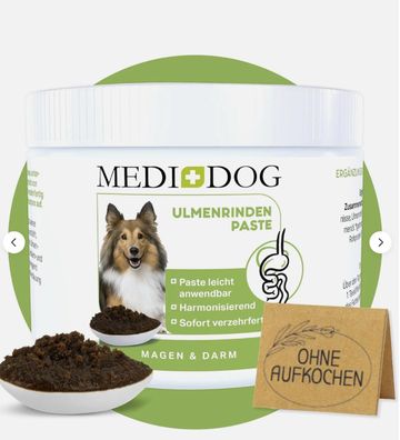 Medidog Ulmenrinden Paste 500g - Hunde Verdauung, Durchfall, Sodbrennen, Vegan