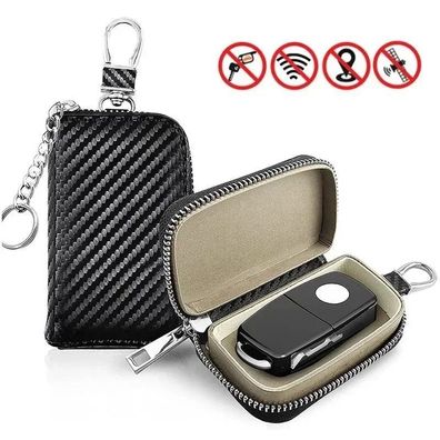 Car Keyless Go Protection Car Key Cases Signal Shielding Box Anti-Theft Leather Box w