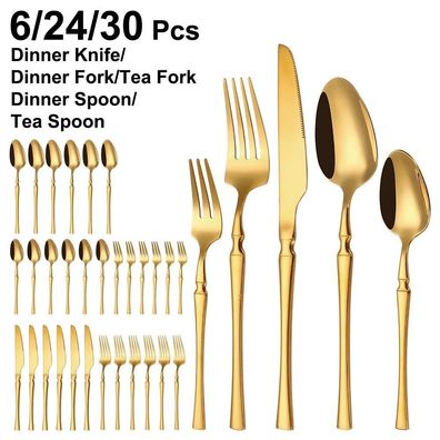 Cutlery set, 30-piece cutlery for 6 people, cutlery set including knife, fork, spoon,