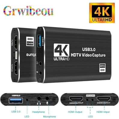 Game Capture Card 4K Audio Video Capture Card HDMI USB 3.0 Video Capture Device Full