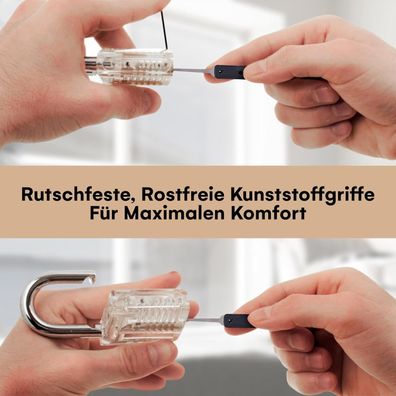 LOCK COWBOY 30-teiliges Lockpicking Set mit 3 Transparenten ßbungsschlössern - Update