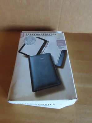 Telefonregister schwarz mit Adressverzeichnis u. Notizblock TCM