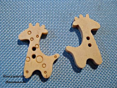 1 Holzknopf Kinderknopf Girafe 24x19x3mm 2Loch a 2mm Nr 80