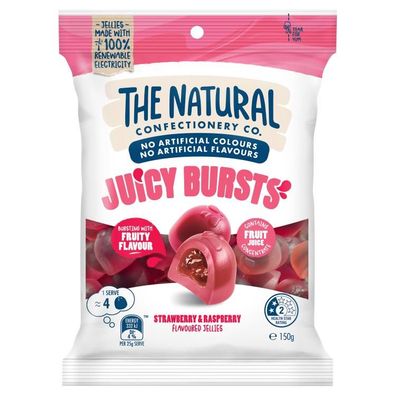 The Natural Confectionery Co. Juicy Bursts Strawberry & Raspberry 150 g