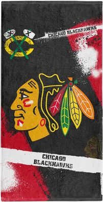 NHL Badetuch Chicago Blackhawks Handtuch Strandtuch Beach Towel Spray 4260296355345