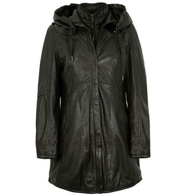 Jilani Collection - Damen Ledermantel Weste Lammnappa schwarz