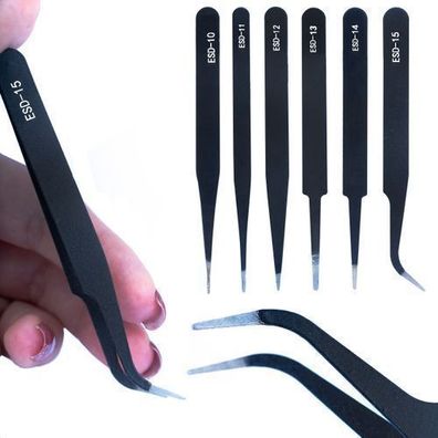 Rosfix Set Präzisionspinzetten ESD – Antisäure | 6 Stück Edelstahl