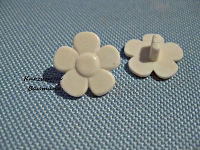 1 Kunststoff Kinderknopf Blume weiß 17x7mm Öse 3mm Nr 54