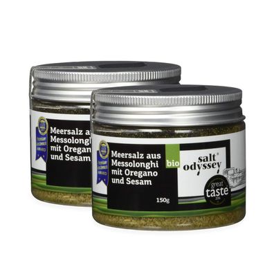 Griechisches Meersalz von Salt Odyssey - Sesam & Oregano / geräuchert / Paprika - 2er