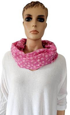 XL Loop Schal Halstuch Schlauchschal Baumwolle Viskose kleiner Paisleyprint Pink