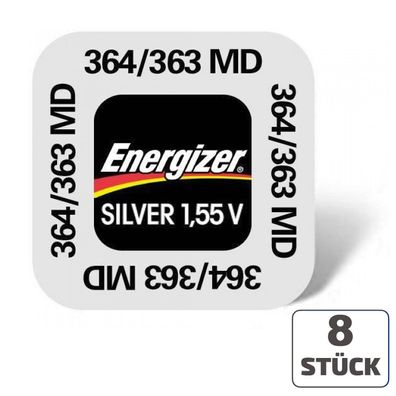 8x Energizer 364 / 363 Uhrenbatterien 1,55 V SR621SW SR621W AG1 Knopfzelle