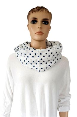 Blogger Loop Schal Halstuch Schlauchschal Baumwolle Viskose blaue Punkte Weiß