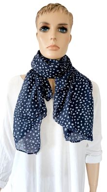 Blogger Italy Schal Tuch Seide/ Baumwolle asymetrisch Punkteprint Dunkelblau