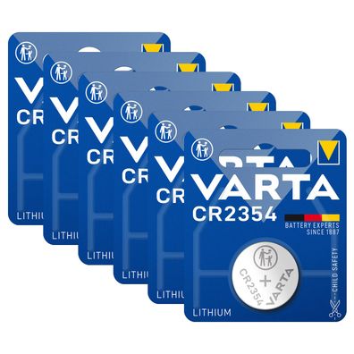 6x Varta CR2354 CR 2354 ohne Absatz Lithium 3 V Batterie 530mAh Blister
