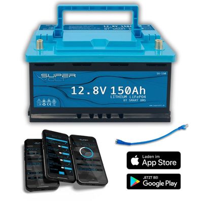 Supervolt LiFePO4 150Ah 12.8V mit Bluetooth BMS