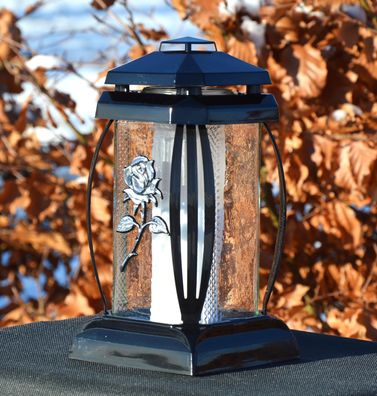 Grablaterne mit Rose Grablampe Grablicht für Grab