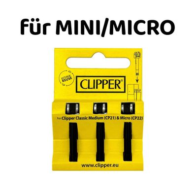 Clipper Ersatz Reibrad Zündsystem mit Feuerstein, 3 Stück für MICRO/MINI